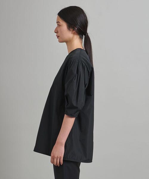 ロエフ LOEFF ブラック シャツ タフタ プルオーバー五分袖ブラウス ロエフ LOEFF ブラック シャツ タフタ プルオーバー五分袖