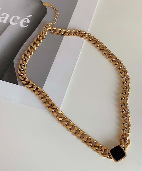 gossip！ロサンゼルス（ゴシップロサンゼルス）の「ブラックスクエア　チェーンネックレス（ネックレス・レディース・ゴールド/シルバー・FREE）」の8枚目の写真