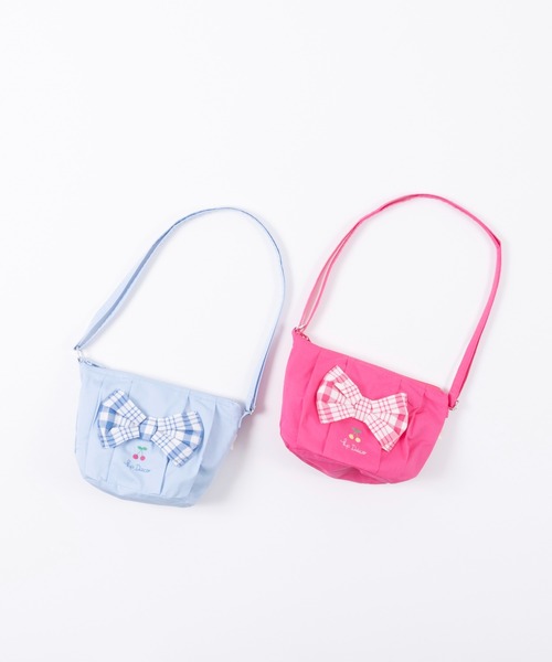 KP DECO（ケーピーデコ）の「チェックリボン付きポシェット（ショルダーバッグ・キッズ・サックスブルー/ワインレッド・FREE）」の5枚目の写真