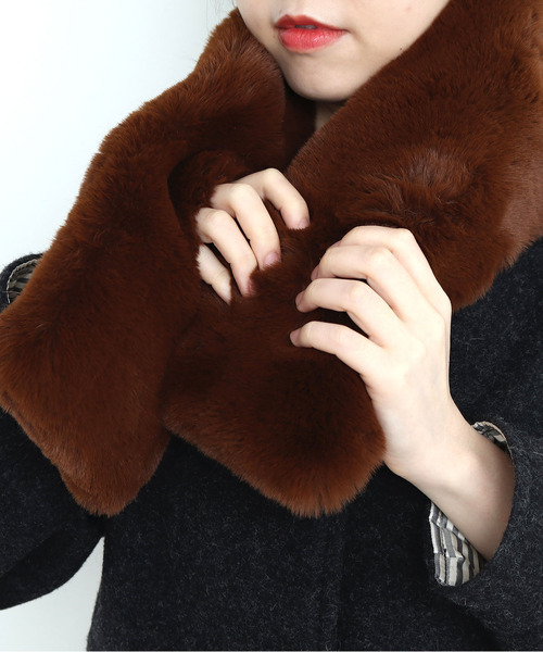 Dot&Stripes CHILD WOMAN(ドットアンドストライプス チャイルドウーマン)の「【 期間限定 完全受注生産アイテム】フェイクファー花モチーフ ミニマフラー(マフラー・レディース・ブラック/ブラウン・FREE)」の21枚目の写真