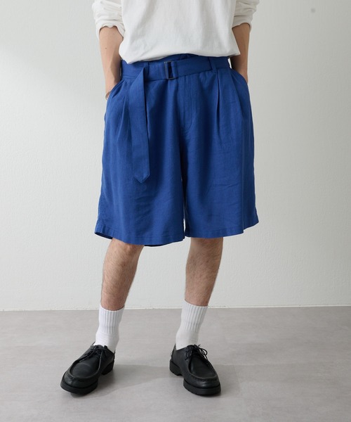 CIAOPANIC TYPY（チャオパニックティピー）の「▽【セットアップ対応】綿麻ベルテッドワイドタックショーツ（その他パンツ・メンズ・ブラウン/ブルー・M/L）」の5枚目の写真