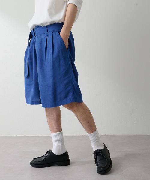 CIAOPANIC TYPY（チャオパニックティピー）の「▽【セットアップ対応】綿麻ベルテッドワイドタックショーツ（その他パンツ・メンズ・ブラウン/ブルー・M/L）」の6枚目の写真