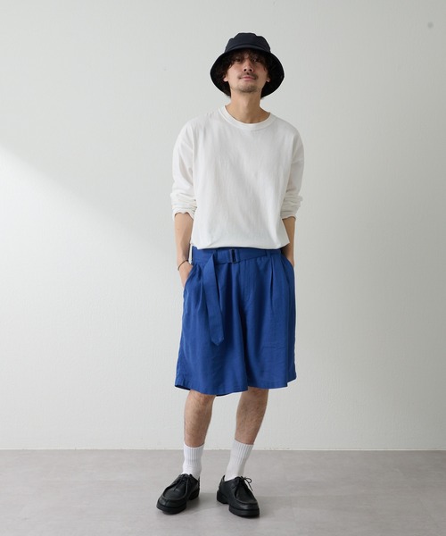 CIAOPANIC TYPY（チャオパニックティピー）の「▽【セットアップ対応】綿麻ベルテッドワイドタックショーツ（その他パンツ・メンズ・ブラウン/ブルー・M/L）」の8枚目の写真