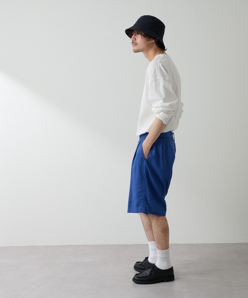 CIAOPANIC TYPY（チャオパニックティピー）の「▽【セットアップ対応】綿麻ベルテッドワイドタックショーツ（その他パンツ・メンズ・ブラウン/ブルー・M/L）」の9枚目の写真