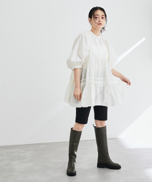 ADAM ET ROPE'(アダムエロペ)の「タイプライターティアードブラウス(シャツ/ブラウス・レディース・ホワイト/ブラック・FREE)」の3枚目の写真