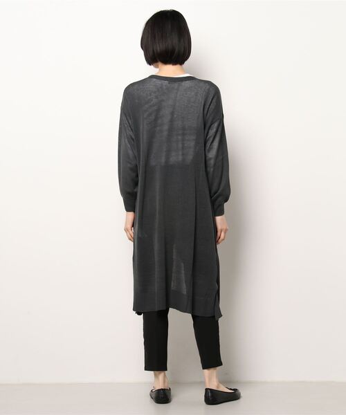 Samansa Mos2 blue（サマンサモスモスブルー）の「ロングカーディガン（カーディガン/ボレロ・レディース・ライトベージュ/チャコール/キナリ・ﾌﾘ-）」の5枚目の写真