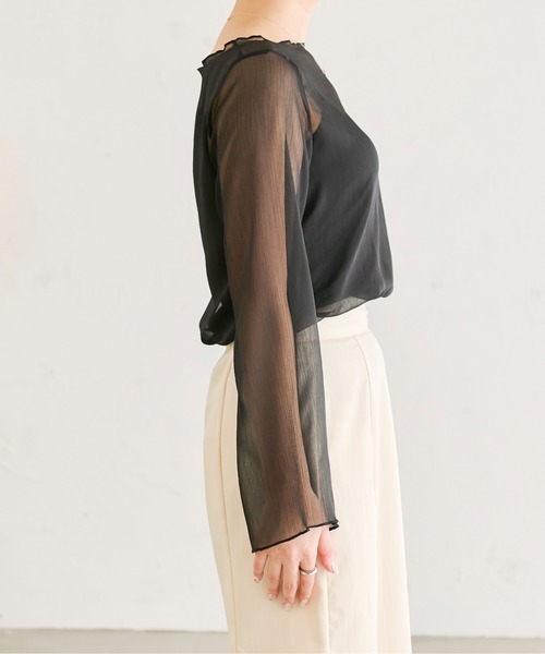 Ambre Neige(アンブルネージュ)の「キャミ付きシアーブラウス/【WEB/EC限定商品】(シャツ/ブラウス・レディース・ブラック/オレンジ/アイボリー/モカ/ダークブラウン・FREE)」の10枚目の写真