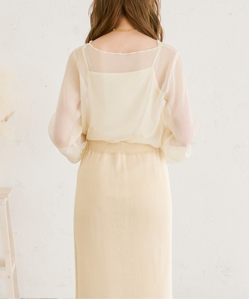 Ambre Neige(アンブルネージュ)の「キャミ付きシアーブラウス/【WEB/EC限定商品】(シャツ/ブラウス・レディース・ブラック/オレンジ/アイボリー/モカ/ダークブラウン・FREE)」の8枚目の写真