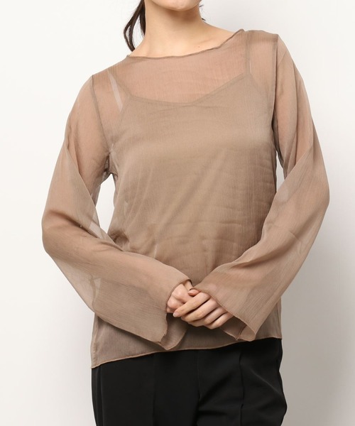 Ambre Neige(アンブルネージュ)の「キャミ付きシアーブラウス/【WEB/EC限定商品】(シャツ/ブラウス・レディース・ブラック/オレンジ/アイボリー/モカ/ダークブラウン・FREE)」の12枚目の写真