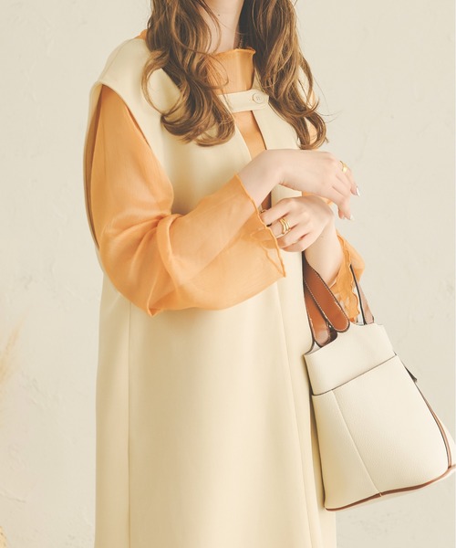 Ambre Neige(アンブルネージュ)の「キャミ付きシアーブラウス/【WEB/EC限定商品】(シャツ/ブラウス・レディース・ブラック/オレンジ/アイボリー/モカ/ダークブラウン・FREE)」の18枚目の写真