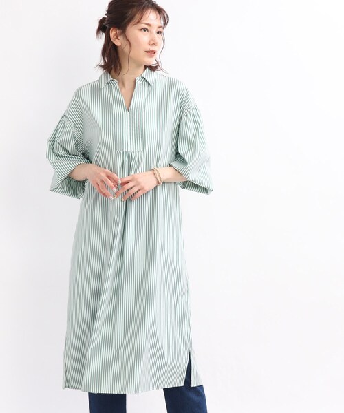 SHOO・LA・RUE(シューラルー)の「◆【マシンウォッシャブル】カフタン風シャツワンピース(ワンピース・レディース・ブラック系2/レッド系4/ブルー系2/グリーン系その他4・00)」の2枚目の写真
