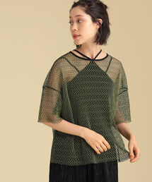 Ray BEAMS | Ray BEAMS / ミックス メッシュ ハーフスリーブ Tシャツ(Tシャツ/カットソー)