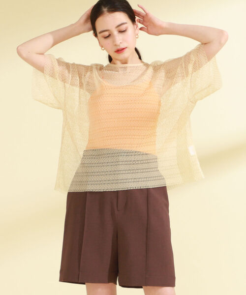 Ray BEAMS（レイビームス）の「Ray BEAMS / ミックスメッシュ ハーフスリーブ Tシャツ（Tシャツ/カットソー・レディース・ブラック/ベージュ/ケリー・ONE SIZE）」の11枚目の写真