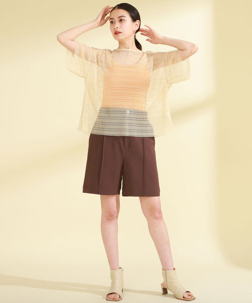 Ray BEAMS（レイビームス）の「Ray BEAMS / ミックスメッシュ ハーフスリーブ Tシャツ（Tシャツ/カットソー・レディース・ブラック/ベージュ/ケリー・ONE SIZE）」の12枚目の写真