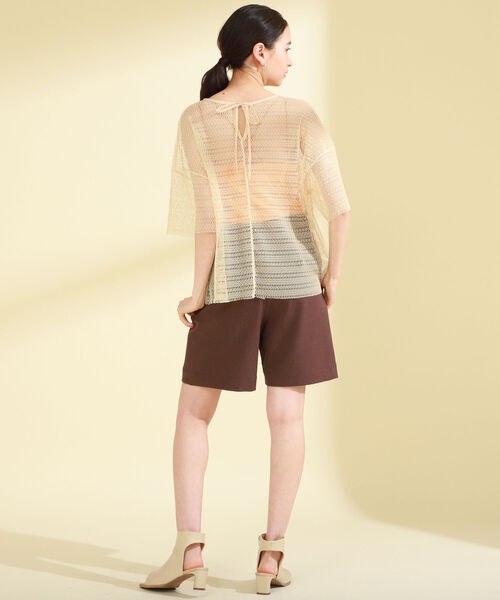 Ray BEAMS（レイビームス）の「Ray BEAMS / ミックスメッシュ ハーフスリーブ Tシャツ（Tシャツ/カットソー・レディース・ブラック/ベージュ/ケリー・ONE SIZE）」の13枚目の写真