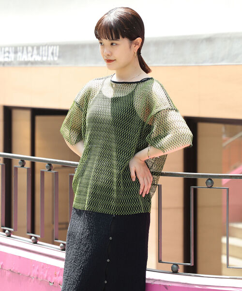 Ray BEAMS レイビームス ミックスメッシュハーフスリーブTシャツF　美品 Ray BEAMS（レイビームス）の「Ray BEAMS / ミックスメッシュ