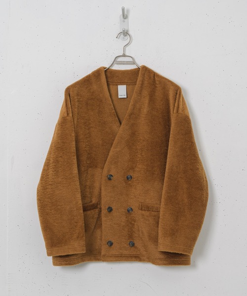 CASPER JOHN(キャスパージョン)の「Shaggy double jacket/シャギーダブルジャケット(ノーカラージャケット・メンズ・ベージュ/ブラウン・SMALL/MEDIUM/LARGE)」の19枚目の写真