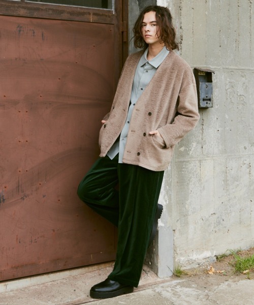 CASPER JOHN(キャスパージョン)の「Shaggy double jacket/シャギーダブルジャケット(ノーカラージャケット・メンズ・ベージュ/ブラウン・SMALL/MEDIUM/LARGE)」の13枚目の写真