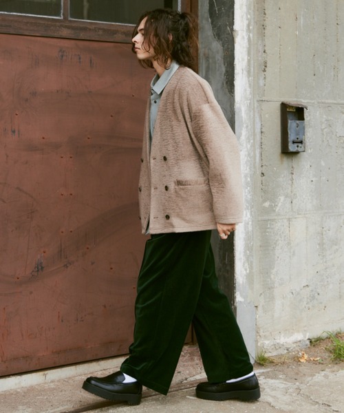 CASPER JOHN(キャスパージョン)の「Shaggy double jacket/シャギーダブルジャケット(ノーカラージャケット・メンズ・ベージュ/ブラウン・SMALL/MEDIUM/LARGE)」の14枚目の写真