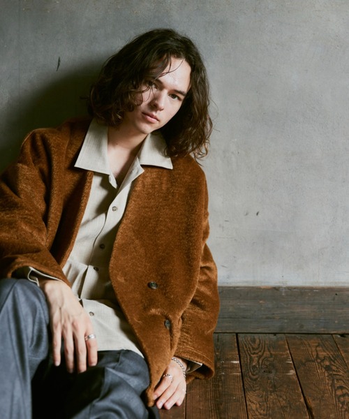 CASPER JOHN(キャスパージョン)の「Shaggy double jacket/シャギーダブルジャケット(ノーカラージャケット・メンズ・ベージュ/ブラウン・SMALL/MEDIUM/LARGE)」の9枚目の写真