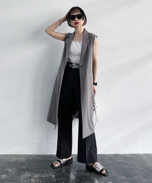 PAGEBOY（ページボーイ）の「テーラードロングジレ（その他アウター・レディース・ストライプ/ブラック/グレイッシュベージュ・FREE）」の14枚目の写真