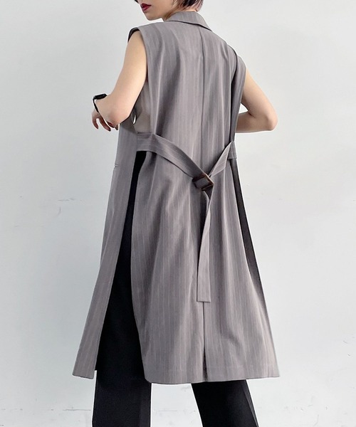 PAGEBOY（ページボーイ）の「テーラードロングジレ（その他アウター・レディース・ストライプ/ブラック/グレイッシュベージュ・FREE）」の7枚目の写真