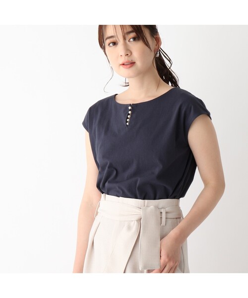 index（インデックス）の「◆コットンシルケットフロントフェイクパールカットソー【WEB限定サイズ】（Tシャツ/カットソー・レディース・ライトグレー/ネイビー/ブルー/ホワイト系/ダークベージュ・40/38/36/42）」の17枚目の写真