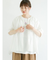 Samansa Mos2 | インドボイル前開きギャザーブラウス(シャツ/ブラウス)