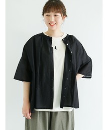 Samansa Mos2 | インドボイル前開きギャザーブラウス(シャツ/ブラウス)