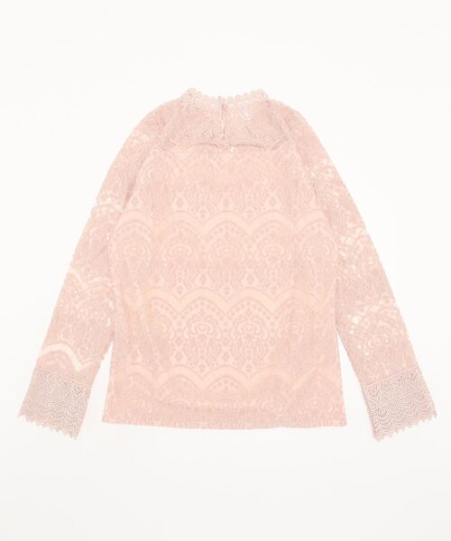 Lace Ladies(レースレディース)の「総レースプチハイネックシアーブラウス(Tシャツ/カットソー・レディース・ホワイト/ピンク・L/M/XL)」の3枚目の写真