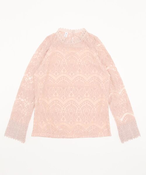 Lace Ladies(レースレディース)の「総レースプチハイネックシアーブラウス(Tシャツ/カットソー・レディース・ホワイト/ピンク・L/M/XL)」の21枚目の写真