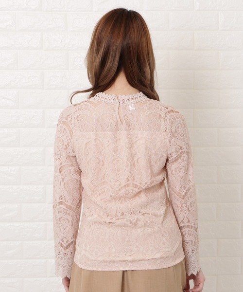 Lace Ladies(レースレディース)の「総レースプチハイネックシアーブラウス(Tシャツ/カットソー・レディース・ホワイト/ピンク・L/M/XL)」の18枚目の写真