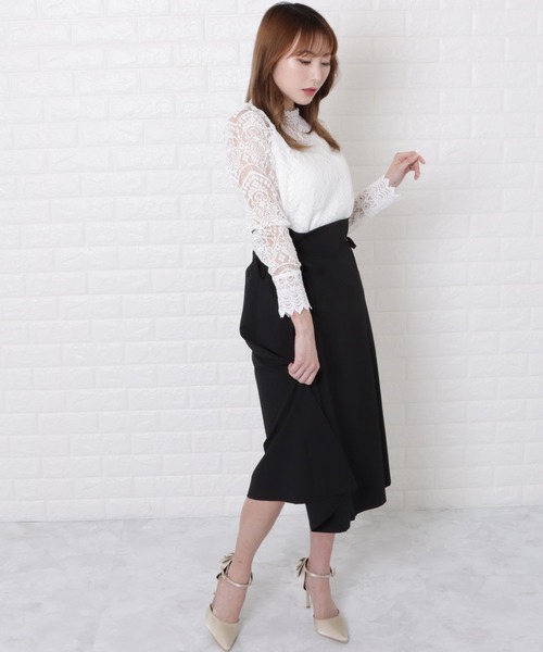 Lace Ladies(レースレディース)の「総レースプチハイネックシアーブラウス(Tシャツ/カットソー・レディース・ホワイト/ピンク・L/M/XL)」の10枚目の写真