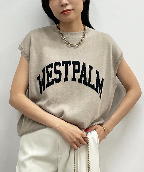 LOUNGEDRESS（ラウンジドレス）の「リネンロゴフレンチニット（Tシャツ/カットソー・レディース・ブラック/ベージュ・FREE）」の2枚目の写真