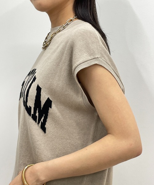 LOUNGEDRESS（ラウンジドレス）の「リネンロゴフレンチニット（Tシャツ/カットソー・レディース・ブラック/ベージュ・FREE）」の4枚目の写真