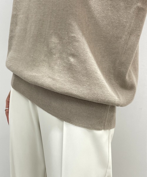 LOUNGEDRESS（ラウンジドレス）の「リネンロゴフレンチニット（Tシャツ/カットソー・レディース・ブラック/ベージュ・FREE）」の8枚目の写真