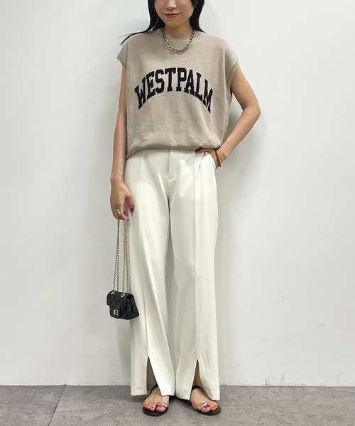 LOUNGEDRESS（ラウンジドレス）の「リネンロゴフレンチニット（Tシャツ/カットソー・レディース・ブラック/ベージュ・FREE）」の10枚目の写真