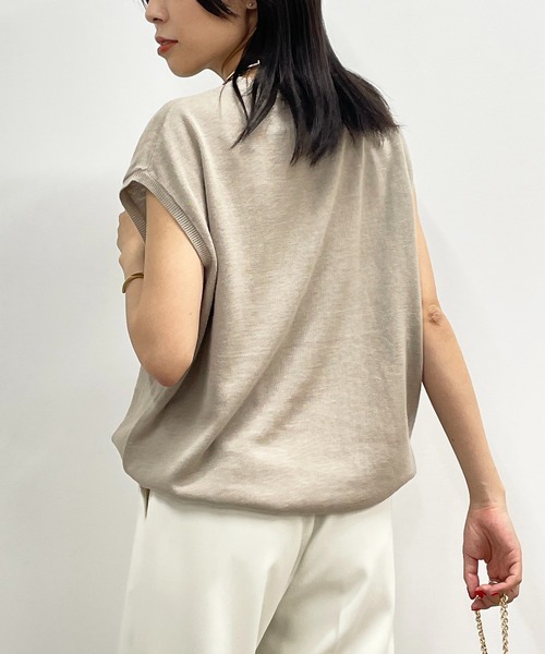 LOUNGEDRESS（ラウンジドレス）の「リネンロゴフレンチニット（Tシャツ/カットソー・レディース・ブラック/ベージュ・FREE）」の7枚目の写真