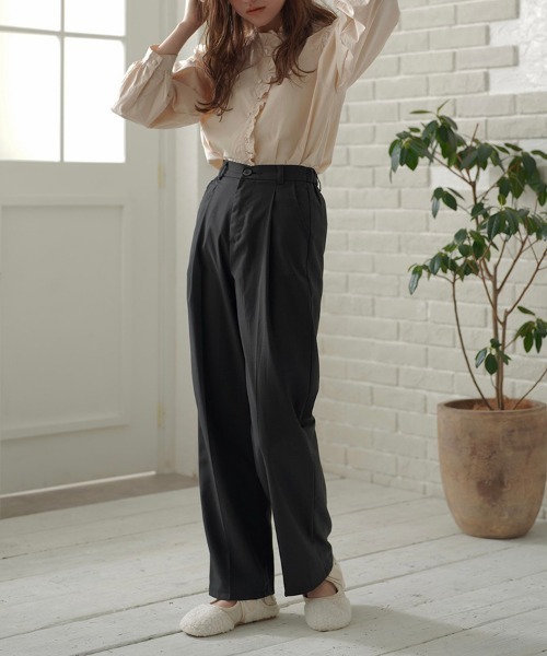 t a r o s u(タロス)の「high waist slacks/ハイウェストスラックス(スラックス・レディース・ブラック/グレー・FREE)」の2枚目の写真