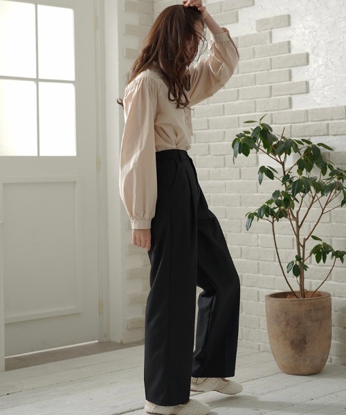 t a r o s u(タロス)の「high waist slacks/ハイウェストスラックス(スラックス・レディース・ブラック/グレー・FREE)」の4枚目の写真