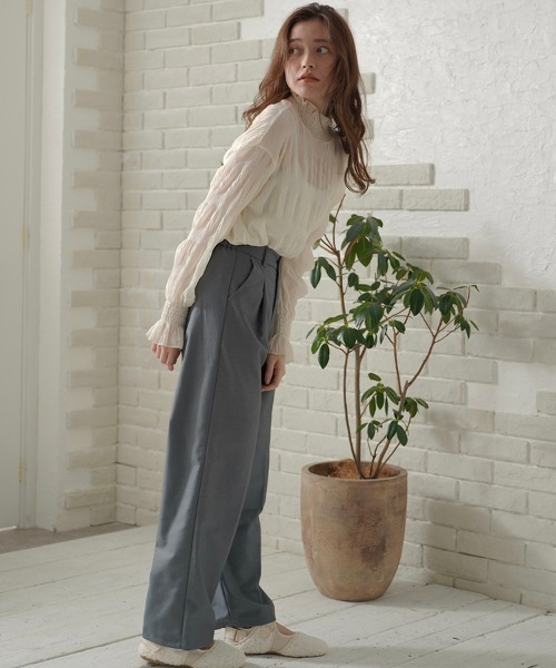 t a r o s u(タロス)の「high waist slacks/ハイウェストスラックス(スラックス・レディース・ブラック/グレー・FREE)」の5枚目の写真