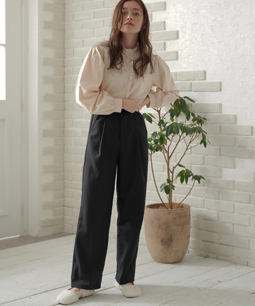 t a r o s u(タロス)の「high waist slacks/ハイウェストスラックス(スラックス・レディース・ブラック/グレー・FREE)」の6枚目の写真