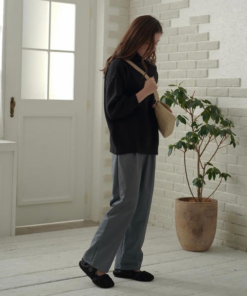 t a r o s u(タロス)の「high waist slacks/ハイウェストスラックス(スラックス・レディース・ブラック/グレー・FREE)」の9枚目の写真