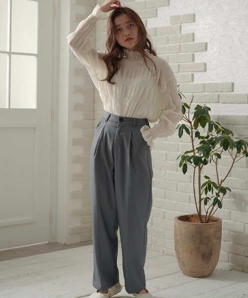 t a r o s u(タロス)の「high waist slacks/ハイウェストスラックス(スラックス・レディース・ブラック/グレー・FREE)」の11枚目の写真