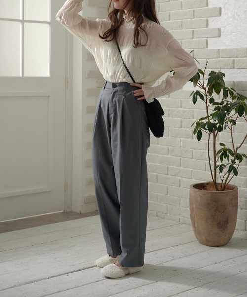 t a r o s u(タロス)の「high waist slacks/ハイウェストスラックス(スラックス・レディース・ブラック/グレー・FREE)」の13枚目の写真