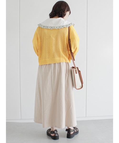 ehka sopo（エヘカソポ）の「透かし編みカーディガン（カーディガン/ボレロ・レディース・ブラック/レッド/オフホワイト/イエロー・ﾌﾘ-）」の15枚目の写真