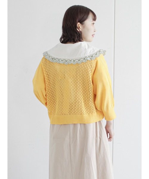 ehka sopo（エヘカソポ）の「透かし編みカーディガン（カーディガン/ボレロ・レディース・ブラック/レッド/オフホワイト/イエロー・ﾌﾘ-）」の11枚目の写真