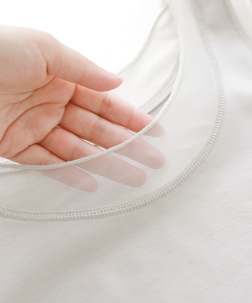 osharewalker（オシャレウォーカー）の「『シアーメッシュ切替タンクトップ』（タンクトップ・レディース・ライトグレー/ブラック/ブルー・1/2）」の13枚目の写真