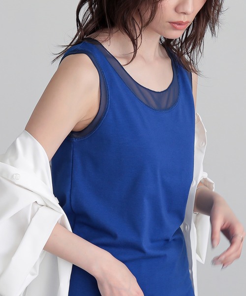 osharewalker（オシャレウォーカー）の「『シアーメッシュ切替タンクトップ』（タンクトップ・レディース・ライトグレー/ブラック/ブルー・1/2）」の19枚目の写真