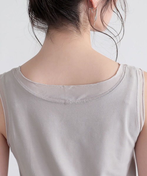 osharewalker（オシャレウォーカー）の「『シアーメッシュ切替タンクトップ』（タンクトップ・レディース・ライトグレー/ブラック/ブルー・1/2）」の4枚目の写真